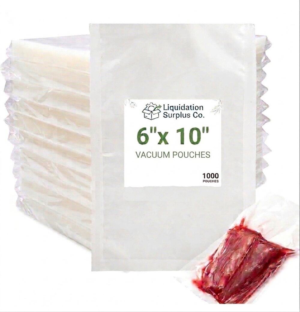 6x10 Vacuum Pouch Plastic 3MIL Clear Pouch Vacuum Koshe Approved - 1,000 Count